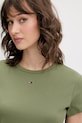 Tommy Jeans t-shirt basic damski bawełniany z elastanem zielony DW0DW17383