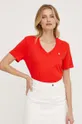 κόκκινο Βαμβακερό μπλουζάκι Calvin Klein Jeans