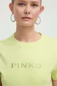 Bombažna kratka majica Pinko rumena