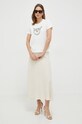 Pinko t-shirt bawełniany 100535.A1R7 beżowy SS24