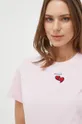 roza Bombažna kratka majica Pinko
