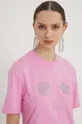 rózsaszín Chiara Ferragni pamut póló EYE STAR