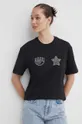 czarny Chiara Ferragni t-shirt bawełniany EYE STAR