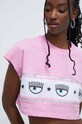 Bavlněné tričko Chiara Ferragni LOGOMANIA růžová 76CBHL02