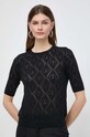 Twinset t-shirt z domieszką kaszmiru czarny 241TP3073