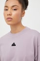 adidas t-shirt bawełniany fioletowy IS3613