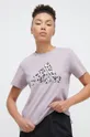 vijolična Bombažna kratka majica adidas Ženski