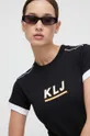 črna Bombažna kratka majica Karl Lagerfeld Jeans