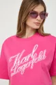 roza Bombažna kratka majica Karl Lagerfeld