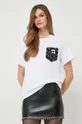 bela Bombažna kratka majica Karl Lagerfeld Ženski