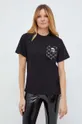 чорний Бавовняна футболка Karl Lagerfeld Жіночий