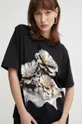czarny Stine Goya t-shirt bawełniany