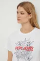 biela Bavlnené tričko Pepe Jeans Ines