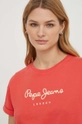 czerwony Pepe Jeans t-shirt bawełniany