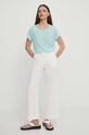 Pepe Jeans t-shirt lniany LILIAN PL505768 turkusowy SS24