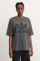 szary adidas Originals t-shirt bawełniany Washed Trefoil Tee