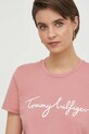 Odzież Tommy Hilfiger t-shirt bawełniany WW0WW41674 różowy