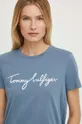 Bombažna kratka majica Tommy Hilfiger modra