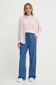 Tričko s příměsí lnu Tommy Hilfiger WW0WW41196 růžová SS24