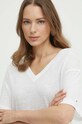 Tommy Hilfiger t-shirt z domieszką lnu biały WW0WW41198