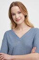 Tommy Hilfiger t-shirt z domieszką lnu niebieski WW0WW41198