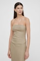 Samsoe Samsoe top lniany SAELYNN beżowy F24100098
