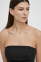 Samsoe Samsoe top lniany SAELYNN czarny F24100098
