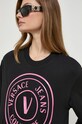 Bombažna kratka majica Versace Jeans Couture črna 76HAHG05