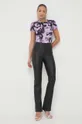 Βαμβακερό μπλουζάκι Versace Jeans Couture μωβ