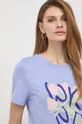 fioletowy Weekend Max Mara t-shirt bawełniany