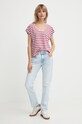 Pepe Jeans t-shirt z domieszką lnu KHLOE PL505835 różowy SS24