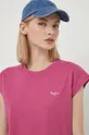 ružová Bavlnené tričko Pepe Jeans