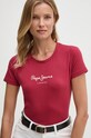 Μπλουζάκι Pepe Jeans NEW VIRGINIA SS N μπορντό PL505202