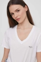 λευκό Βαμβακερό μπλουζάκι Pepe Jeans LORETTE V NECK