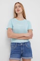 Бавовняна футболка Pepe Jeans LORETTE бірюзовий PL505827