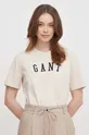 bež Bombažna kratka majica Gant