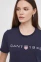 tmavomodrá Bavlnené tričko Gant