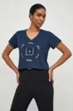 σκούρο μπλε Βαμβακερό μπλουζάκι Liu Jo