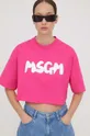 Βαμβακερό μπλουζάκι MSGM ροζ