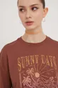 brązowy Roxy t-shirt bawełniany