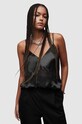 Топ с коприна AllSaints Ophelia стандартна черен WM190Z