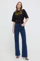 Βαμβακερό μπλουζάκι Versace Jeans Couture μαύρο
