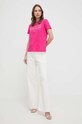 Versace Jeans Couture tricou din bumbac 76HAHG03.CJ00G roz SS24