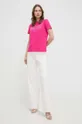 Βαμβακερό μπλουζάκι Versace Jeans Couture ροζ