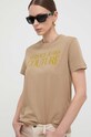 Bavlněné tričko Versace Jeans Couture béžová 76HAHG03.CJ00G