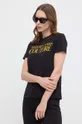 μαύρο Βαμβακερό μπλουζάκι Versace Jeans Couture