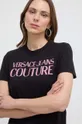 črna Bombažna kratka majica Versace Jeans Couture
