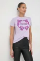 vijolična Bombažna kratka majica Versace Jeans Couture
