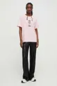 Βαμβακερό μπλουζάκι Moschino Jeans ροζ