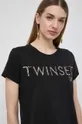 czarny Twinset t-shirt bawełniany